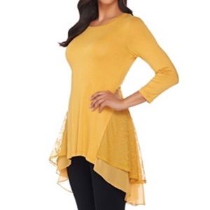 LOGO | Knit Top with Embroidered Mesh Detail | XL